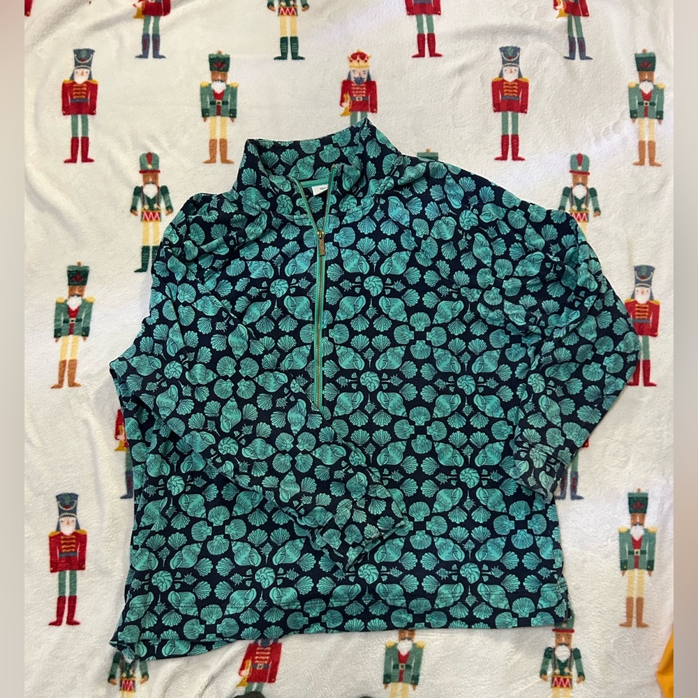 Seashell Patterned Quarter-Zip Pullover